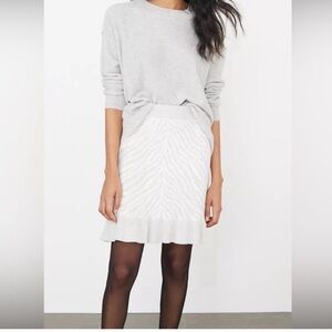 Dolan Anthropologie Left Coast Cream and Gray Zebra A-Line Ruffle Hem Skirt